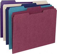 SMEAD - 8-1/2 x 11", Letter Size, Assorted Colors, File Folders with Top Tab - 11 Point Stock, 1/3 Tab Cut Location - Exact Industrial Supply