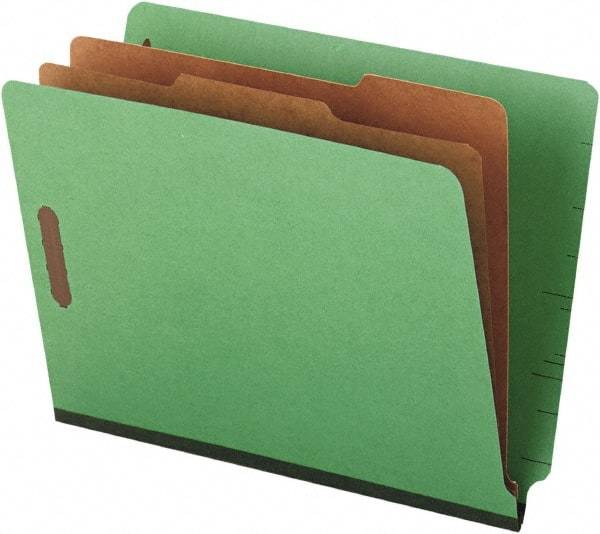 UNIVERSAL - 8-1/2 x 11", Letter Size, Green, Classification Folders with End Tab Fastener - 25 Point Stock, Straight Tab Cut Location - Exact Industrial Supply