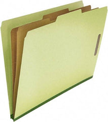 UNIVERSAL - 8-1/2 x 14", Legal, Green, Classification Folders with Top Tab Fastener - 25 Point Stock, Right of Center Tab Cut Location - Exact Industrial Supply