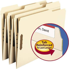SMEAD - 8-1/2 x 11", Letter Size, Manila, File Folders with Top Tab - 11 Point Stock, 1/3 Tab Cut Location - Exact Industrial Supply