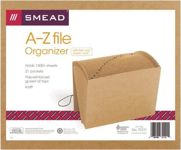 SMEAD - 8-1/2 x 11", Letter Size, Kraft, A-Z Indexed Expanding Files - Exact Industrial Supply