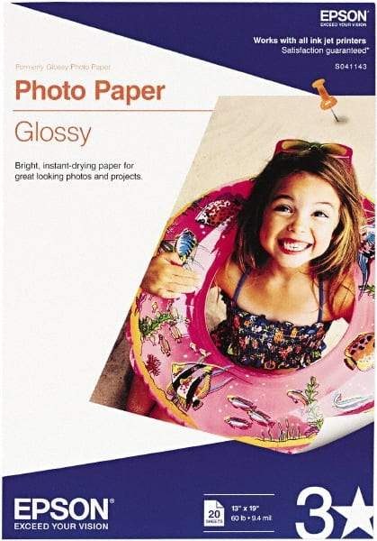 Epson - 13" x 19" White Photo Paper - Use with Inkjet Printers - Exact Industrial Supply