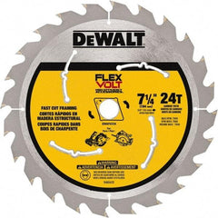 DeWALT - 7-1/4" Diam, 15.88mm Arbor Hole Diam, 24 Tooth Wet & Dry Cut Saw Blade - Steel, Smooth Action, Standard Round Arbor - Exact Industrial Supply