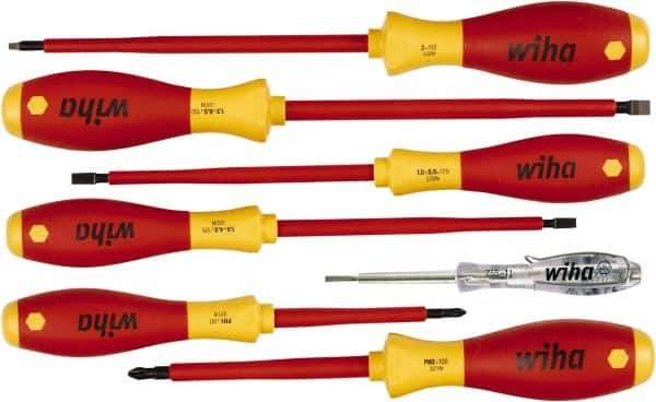 Wiha - 7 Piece Phillips, Slotted & Square Screwdriver Set - Comes in Box - Exact Industrial Supply