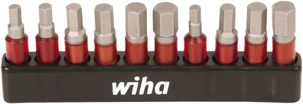 Wiha - 10 Piece 1/4" Drive Inch/Metric Impact Hex Bit Socket Set - 1/8 to 1/4" Hex - Exact Industrial Supply