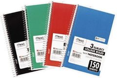 Mead - 150 Sheet, 6 x 9-1/2", College Ruled Spiral Bound Notebook - Assorted Colors - Exact Industrial Supply