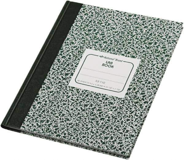 National Brand - 96 Sheet, 7-7/8 x 10-1/8", Quadrille Lab Notebook - Green - Exact Industrial Supply