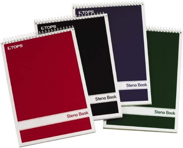 TOPS - 80 Sheet, 6 x 9", Gregg Steno Book - Assorted Colors - Exact Industrial Supply