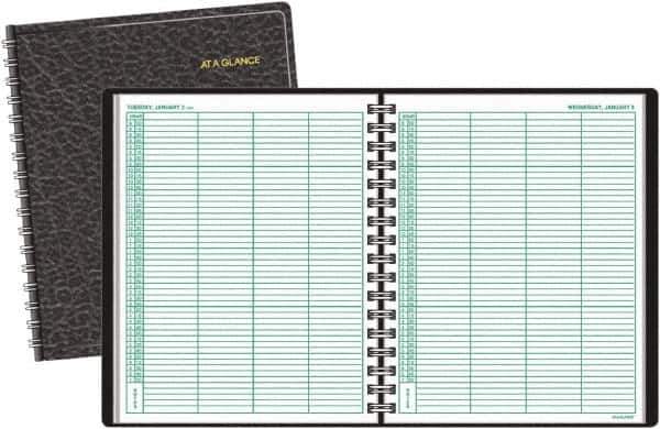 AT-A-GLANCE - 365 Sheet, 8 x 10-7/8", Group Daily Appointment Book - Black - Exact Industrial Supply