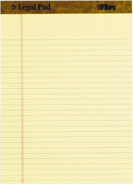 TOPS - 50 Sheet, 8-1/2 x 11-3/4", Legal Pad - Canary - Exact Industrial Supply