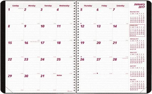 Brownline - 12 Sheet, 8-1/2 x 11", Monthly Planner - Black - Exact Industrial Supply