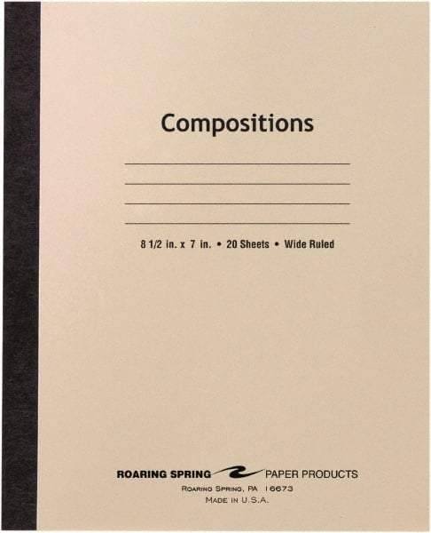 Roaring Spring - 20 Sheet, 8-1/2 x 7", Composition Book - Manila - Exact Industrial Supply