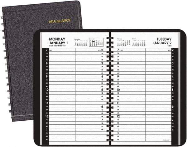 AT-A-GLANCE - 365 Sheet, 4-7/8 x 8", Appointment Book - Black - Exact Industrial Supply