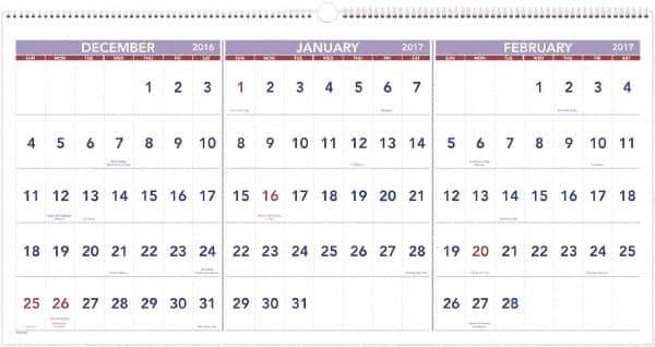 AT-A-GLANCE - 7 Sheet, 23-1/2 x 12", Wall Calendar - White - Exact Industrial Supply