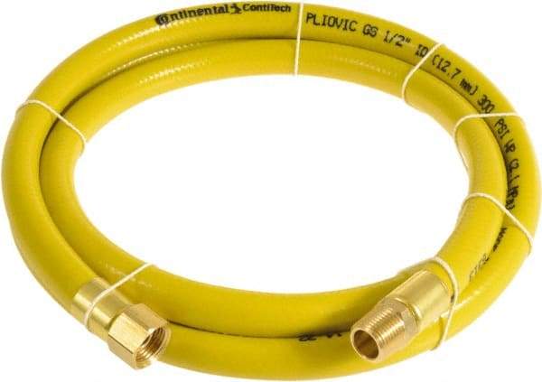 Continental ContiTech - 1/2" ID x 0.78" OD 50' Long Multipurpose Air Hose - MNPT x FNPT Ends, 300 Working psi, -10 to 158°F, 1/2" Fitting, Yellow - Exact Industrial Supply