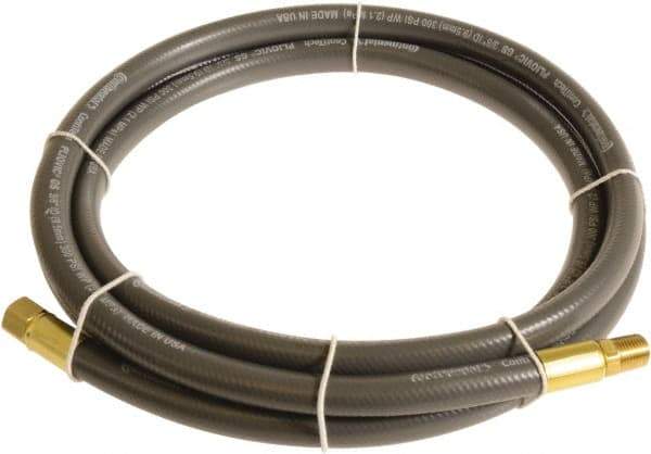 Continental ContiTech - 1/4" ID x 0.45" OD 3' Long Multipurpose Air Hose - MNPT x FNPT Ends, 300 Working psi, -10 to 158°F, 1/4" Fitting, Gray - Exact Industrial Supply