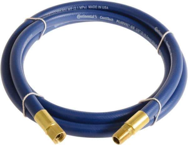 Continental ContiTech - 3/8" ID x 0.6" OD 3' Long Multipurpose Air Hose - MNPT x FNPT Ends, 300 Working psi, -10 to 158°F, 1/4" Fitting, Blue - Exact Industrial Supply