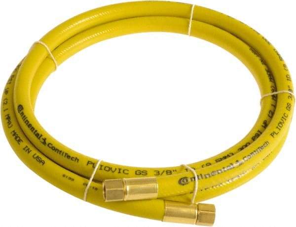 Continental ContiTech - 3/8" ID x 0.6" OD 25' Long Multipurpose Air Hose - FNPT x FNPT Ends, 300 Working psi, -10 to 158°F, 1/4" Fitting, Yellow - Exact Industrial Supply