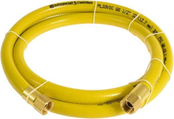 Continental ContiTech - 1/2" ID x 0.78" OD 100' Long Multipurpose Air Hose - FNPT x FNPT Ends, 300 Working psi, -10 to 158°F, 1/2" Fitting, Yellow - Exact Industrial Supply