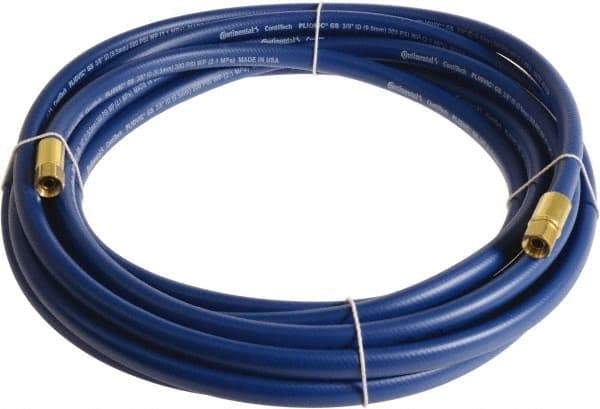 Continental ContiTech - 1/4" ID x 0.45" OD 20' Long Multipurpose Air Hose - FNPT x FNPT Ends, 300 Working psi, -10 to 158°F, 1/4" Fitting, Blue - Exact Industrial Supply