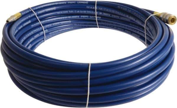 Continental ContiTech - 3/8" ID x 0.6" OD 15' Long Multipurpose Air Hose - Industrial Interchange Safety Coupler x Male Plug Ends, 300 Working psi, -10 to 158°F, 1/4" Fitting, Blue - Exact Industrial Supply