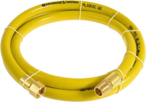 Continental ContiTech - 1/4" ID x 0.45" OD 50' Long Multipurpose Air Hose - MNPT x FNPT Ends, 300 Working psi, -10 to 158°F, 1/4" Fitting, Yellow - Exact Industrial Supply