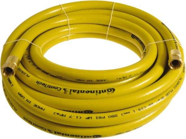 Continental ContiTech - 3/4" ID x 1.11" OD 15' Long Multipurpose Air Hose - FNPT x FNPT Ends, 250 Working psi, -10 to 158°F, 3/4" Fitting, Yellow - Exact Industrial Supply