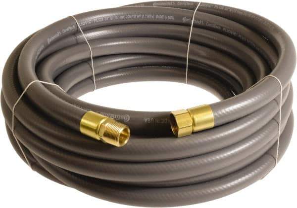 Continental ContiTech - 3/4" ID x 1.11" OD 15' Long Multipurpose Air Hose - MNPT x FNPT Ends, 250 Working psi, -10 to 158°F, 3/4" Fitting, Gray - Exact Industrial Supply