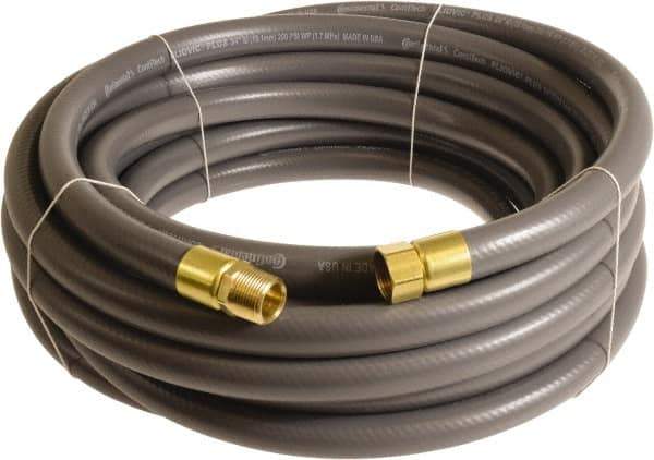 Continental ContiTech - 3/4" ID x 1.11" OD 75' Long Multipurpose Air Hose - MNPT x FNPT Ends, 250 Working psi, -10 to 158°F, 3/4" Fitting, Gray - Exact Industrial Supply