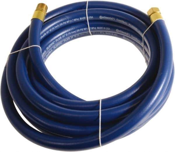 Continental ContiTech - 3/4" ID x 1.11" OD 100' Long Multipurpose Air Hose - MNPT x FNPT Ends, 250 Working psi, -10 to 158°F, 3/4" Fitting, Blue - Exact Industrial Supply