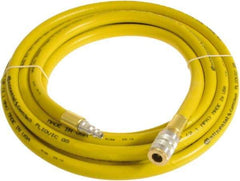 Continental ContiTech - 3/4" ID x 1.11" OD 25' Long Multipurpose Air Hose - Industrial Interchange Safety Coupler x Male Plug Ends, 250 Working psi, -10 to 158°F, 3/4" Fitting, Yellow - Exact Industrial Supply