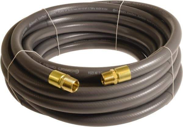 Continental ContiTech - 1" ID x 1.38" OD 100' Long Multipurpose Air Hose - MNPT x MNPT Ends, 250 Working psi, -10 to 158°F, 1" Fitting, Gray - Exact Industrial Supply