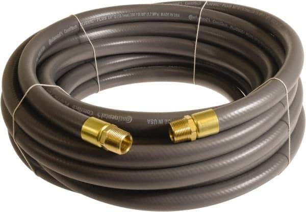 Continental ContiTech - 3/4" ID x 1.11" OD 25' Long Multipurpose Air Hose - MNPT x MNPT Ends, 250 Working psi, -10 to 158°F, 3/4" Fitting, Gray - Exact Industrial Supply