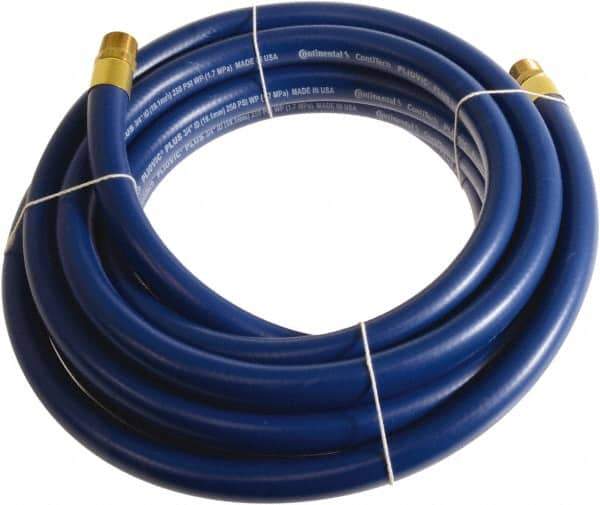 Continental ContiTech - 3/4" ID x 1.11" OD 100' Long Multipurpose Air Hose - MNPT x MNPT Ends, 250 Working psi, -10 to 158°F, 3/4" Fitting, Blue - Exact Industrial Supply