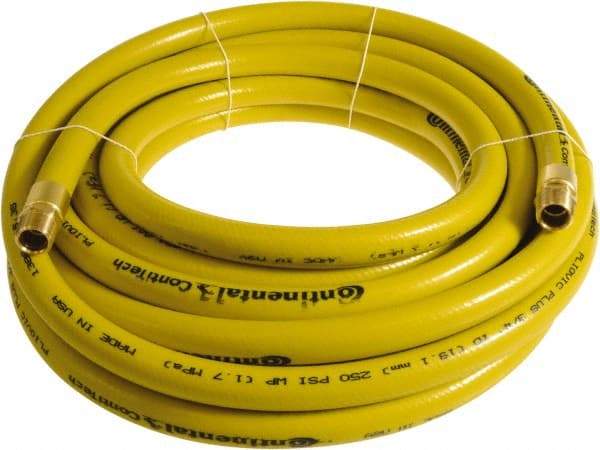 Continental ContiTech - 1" ID x 1.38" OD 15' Long Multipurpose Air Hose - MNPT x MNPT Ends, 250 Working psi, -10 to 158°F, 1" Fitting, Yellow - Exact Industrial Supply