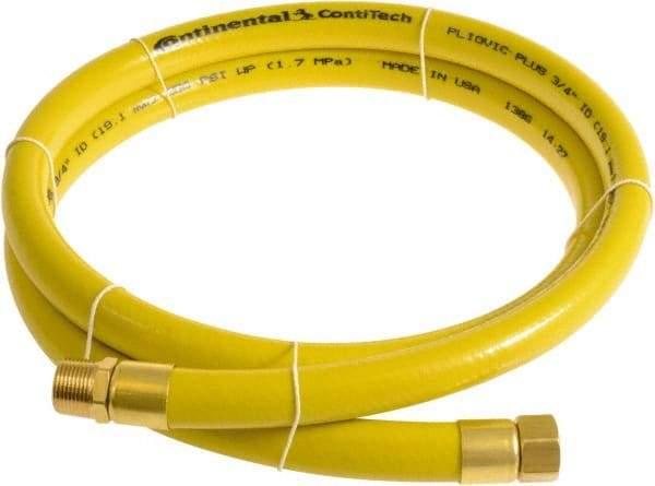 Continental ContiTech - 3/4" ID x 1.11" OD 10' Long Multipurpose Air Hose - MNPT x FNPT Ends, 250 Working psi, -10 to 158°F, 3/4" Fitting, Yellow - Exact Industrial Supply