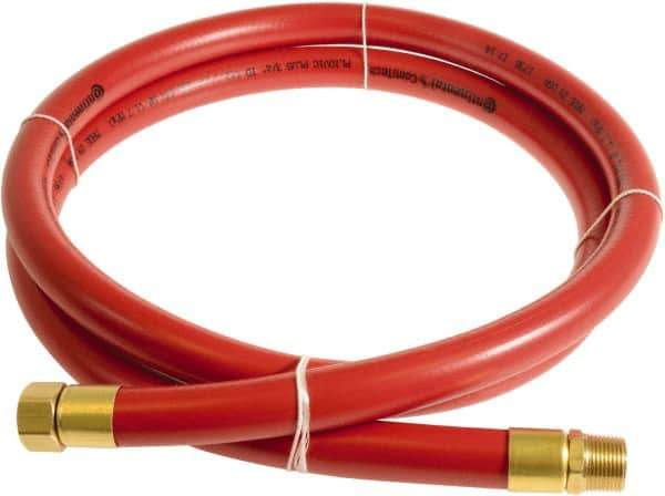 Continental ContiTech - 3/4" ID x 1.11" OD 3' Long Multipurpose Air Hose - MNPT x FNPT Ends, 250 Working psi, -10 to 158°F, 3/4" Fitting, Red - Exact Industrial Supply