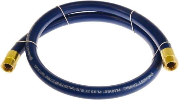 Continental ContiTech - 3/4" ID x 1.11" OD 5' Long Multipurpose Air Hose - FNPT x FNPT Ends, 250 Working psi, -10 to 158°F, 3/4" Fitting, Blue - Exact Industrial Supply