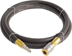 Continental ContiTech - 3/8" ID x 0.6" OD 5' Long Multipurpose Air Hose - Industrial Interchange Safety Coupler x Male Plug Ends, 300 Working psi, -10 to 158°F, 1/4" Fitting, Gray - Exact Industrial Supply