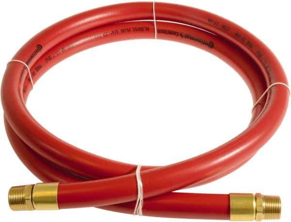 Continental ContiTech - 1" ID x 1.38" OD 5' Long Multipurpose Air Hose - MNPT x MNPT Ends, 250 Working psi, -10 to 158°F, 1" Fitting, Red - Exact Industrial Supply