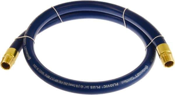 Continental ContiTech - 3/4" ID x 1.11" OD 3' Long Multipurpose Air Hose - MNPT x MNPT Ends, 250 Working psi, -10 to 158°F, 3/4" Fitting, Blue - Exact Industrial Supply