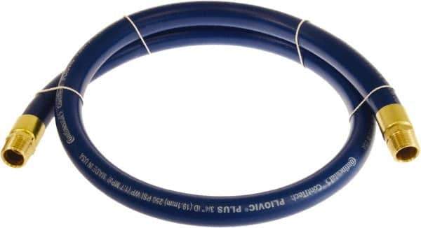 Continental ContiTech - 1" ID x 1.38" OD 3' Long Multipurpose Air Hose - MNPT x MNPT Ends, 250 Working psi, -10 to 158°F, 1" Fitting, Blue - Exact Industrial Supply