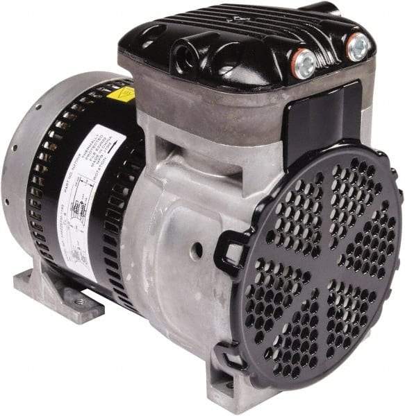 Gast - 1/4 hp, 4.8 CFM, 125 Max psi Piston Vacuum & Compressor Pump - 29.5 Hg/In, 100 to 240/50 to 60 Volt, 7.71" Long x 5" Wide x 7.08" High - Exact Industrial Supply