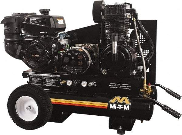 MI-T-M - 14 hp, 15.7 CFM, 175 Max psi, Air Compressor/Generator Combo Unit Portable Fuel Air Compressor - Kohler CH440 OHV Engine, 16.4 CFM - Exact Industrial Supply