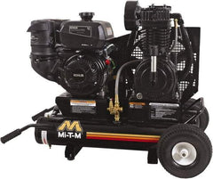 MI-T-M - 9.59 hp, 17.2 CFM, 175 Max psi, Two Stage Portable Fuel Air Compressor - Kohler CH395 OHV Engine - Exact Industrial Supply