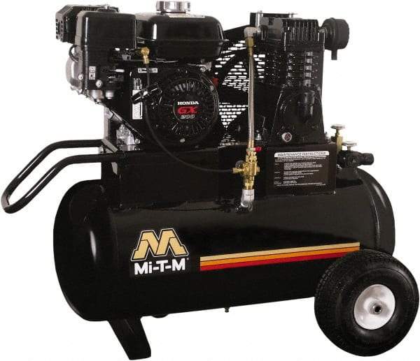 MI-T-M - 6.5 hp, 13.9 CFM, 90 Max psi, Single Stage Portable Fuel Air Compressor - Honda GX200 OHV Engine - Exact Industrial Supply