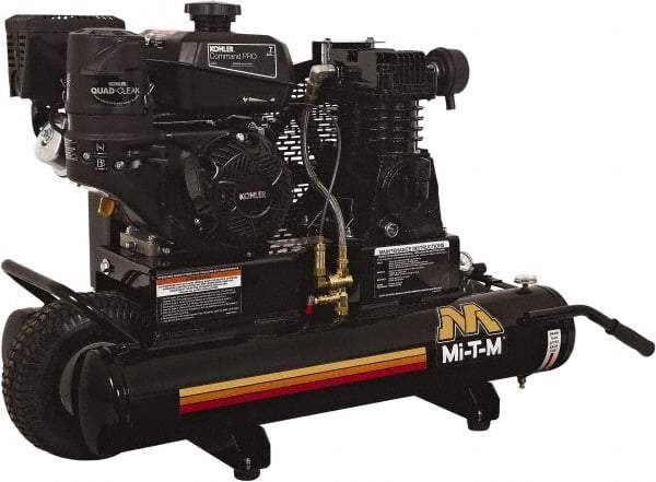 MI-T-M - 7.0 hp, 13.9 CFM, 90 Max psi, Single Stage Portable Fuel Air Compressor - Kohler CH270 OHV Engine - Exact Industrial Supply