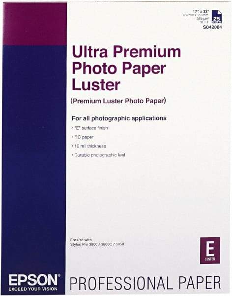 Epson - 17" x 22" White Photo Paper - Use with Inkjet Printers - Exact Industrial Supply