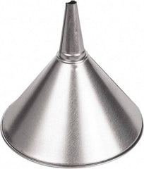 Funnel King - 2 Qt Capacity Galvanized Steel Funnel - 8-3/8" Mouth OD, 1/2" Tip OD, 3-1/8" Straight Spout, Silver - Exact Industrial Supply