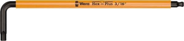 Wera - 3/16" Hex, Long Arm, Hex Key - 6-1/16" OAL, Cast Steel, Inch System of Measurement - Exact Industrial Supply